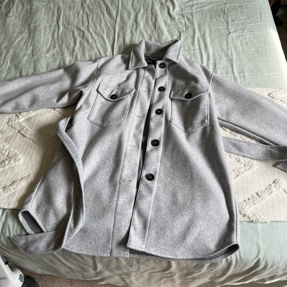 Zara Grey Shacket with Belt